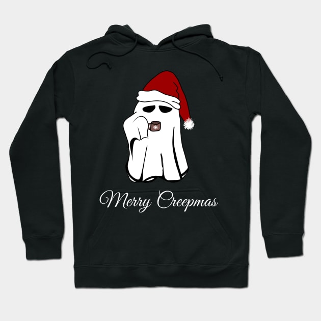 Merry Creepmas ghost with Santa hat Hoodie by RavenRarities